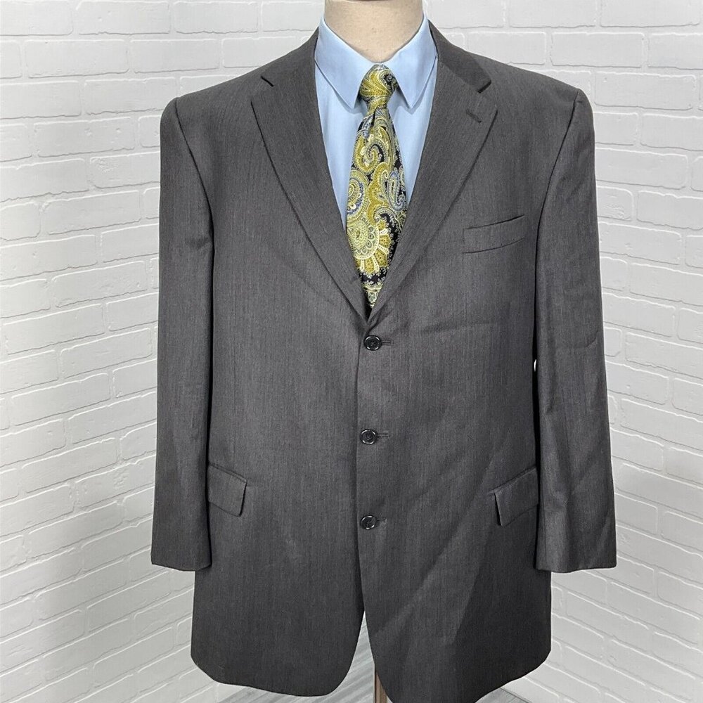 Hart Schaffner Marx Blazer Men 46 Gray Bespoke Gold Trumpeter Classic USA Jacket